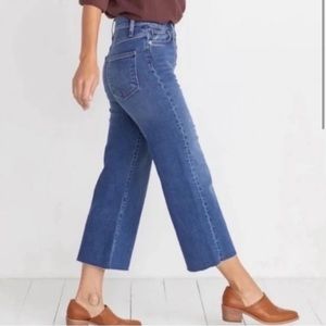 Marine Layer High Rise Wide Leg Raw Hem Crop Jeans 27